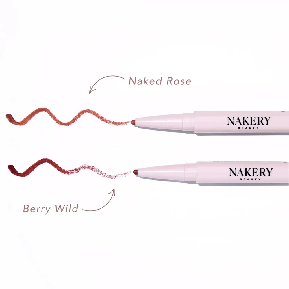 NIB Nakery Beauty PLUMParadise Dual End Peptide Lipstick Liner Shaper Naked Rose